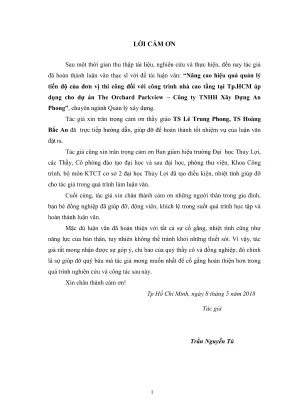 Luận văn thạc sĩ quản lý xây dựng nâng cao hiệu quả quản lý tiến độ của đơn vị thi công đối với công trình nhà cao tầng tại thành phố hồ chí minh áp dụng cho dự án the orchard parkview công ty tnhh xây dựng an phong