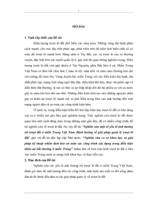 Luận văn thạc sĩ xây dựng công trình thủy nghiên cứu một số yếu tố ảnh hưởng tới trượt đất ở miền trung việt nam định hướng về giải pháp quản lý trượt lở đất