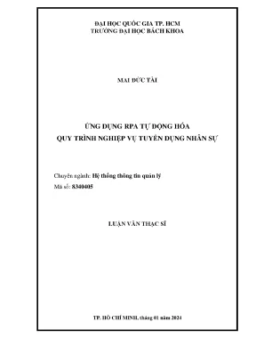 Luận văn thạc sĩ hệ thống thông tin quản lý ứng dụng rpa tự động hóa quy trình nghiệp vụ tuyển dụng nhân sự