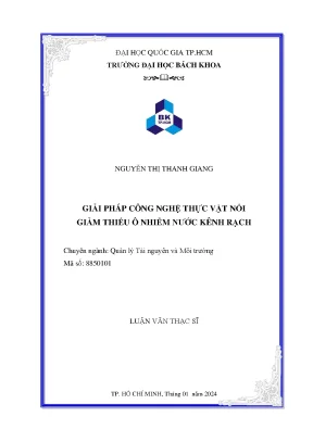 Luận văn thạc sĩ quản lý tài nguyên và môi trường giải pháp công nghệ thực vật nổi giảm thiểu ô nhiễm nước kênh rạch