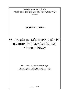 Luận văn thạc sĩ triết học vai trò của hội liên hiệp phụ nữ tỉnh hải dương trong xóa đói giảm nghèo hiện nay