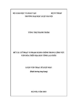 Luận văn thạc sĩ luật học xử phạt vi phạm hành chính trong lĩnh vực văn hoá trên địa bàn tỉnh lai châu