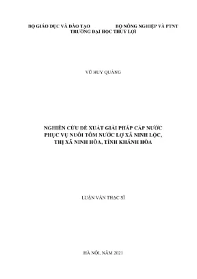 Luận văn thạc sĩ kỹ thuật nghiên cứu đề xuất giải pháp cấp nước phục vụ nuôi tôm nước lợ xã ninh lộc thị xã ninh hòa tỉnh khánh hòa