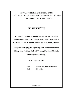 Luận văn thạc sĩ an investigation into nonenglish major students motivation in english language learning at phuong dong university hanoi