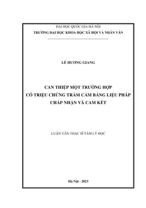 Luận văn thạc sĩ tâm lý học can thiệp một trường hợp có triệu chứng trầm cảm bằng liệu pháp chấp nhận và cam kết