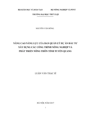 Luận văn thạc sĩ quản lý xây dựng nâng cao năng lực của ban quản lý dự án đầu tư xây dựng các công trình nông nghiệp và phát triển nông thôn tỉnh tuyên quang