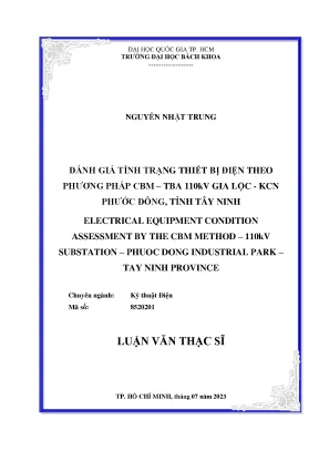 Luận văn thạc sĩ kỹ thuật điện đánh giá tình trạng thiết bị điện theo phương pháp cbmtba 110kv gia lộckcn phước đông tỉnh tây ninh