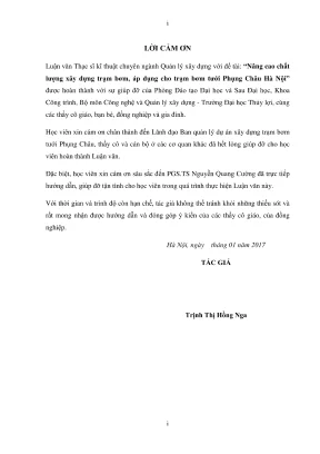 Luận văn thạc sĩ quản lý xây dựng nâng cao chất lượng xây dựng trạm bơm áp dụng cho trạm bơm tưới phụng châu hà nội