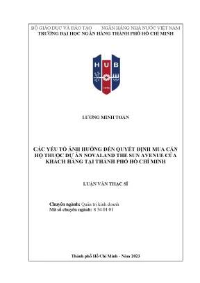 Luận văn thạc sĩ các yếu tố ảnh hưởng đến quyết định mua căn hộ thuộc dự án novaland the sun avenue của khách hàng tại thành phố hồ chí minh
