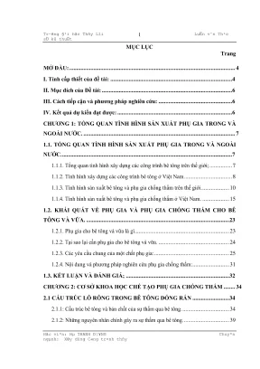 Luận văn thạc sĩ xây dựng công trình thủy nghiên cứu chế tạo phụ gia chống thấm cho bê tông và vữa trong các công trình thủy lợi