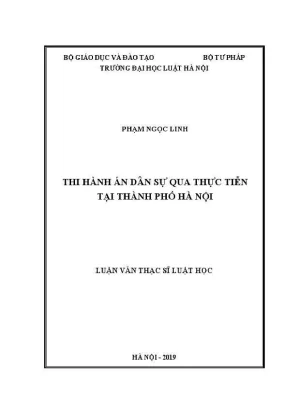 Luận văn thạc sĩ luật học thi hành án dân sự qua thực tiễn tại thành phố hà nội