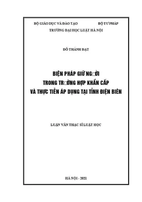 Luận văn thạc sĩ luật học biện pháp giữ người trong trường hợp khẩn cấp và thực tiễn áp dụng tại tỉnh điện biên