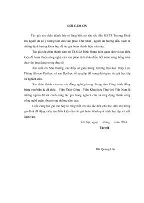 Luận văn thạc sĩ xây dựng công trình thủy nghiên cứu cửa van phao chữ nhân điều tiết nước sông hồng mùa khô