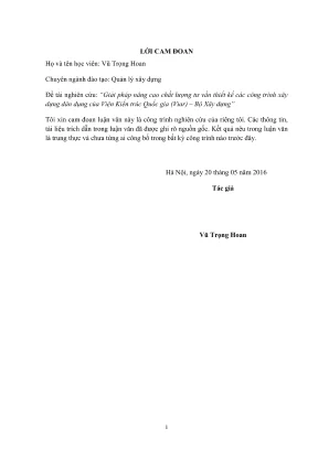 Luận văn thạc sĩ quản lý xây dựng giải pháp nâng cao chất lượng tư vấn thiết kế các công trình xây dựng dân dụng của viện kiến trúc quốc gia viar bộ xây dựng