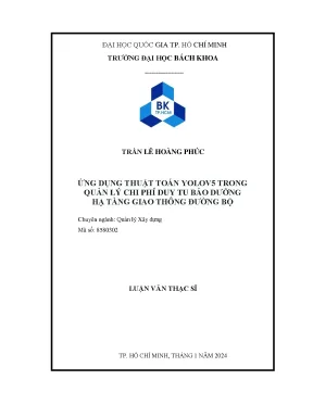 Luận văn thạc sĩ quản lý xây dựng ứng dụng thuật toán yolov5 trong quản lý chi phí duy tu bảo dưỡng hạ tầng giao thông đường bộ