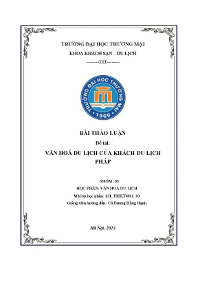 Bài thảo luận văn hóa du lịch khách pháp