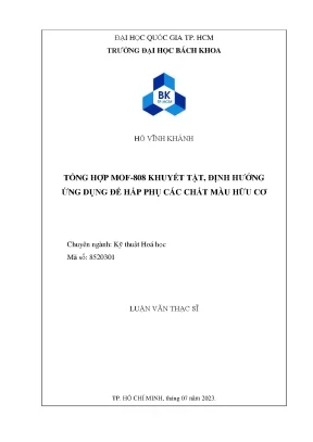 Luận văn thạc sĩ kỹ thuật hóa học tổng hợp mof808 khuyết tật định hướng ứng dụng để hấp phụ các chất màu hữu cơ