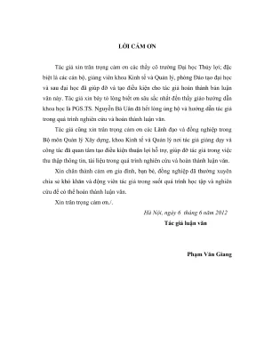 Luận văn thạc sĩ kinh tế tài nguyên thiên nhiên và môi trường nghiên cứu đề xuất một số giải pháp nâng cao hiệu quả các dự án đầu tư xây dựng công trình thủy lợi vừa và nhỏ thuộc khu vực trung du và miền núi bắc bộ