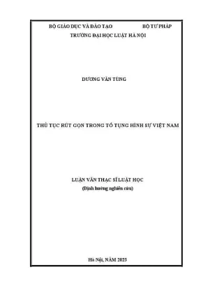 Luận văn thạc sĩ luật học thủ tục rút gọn trong tố tụng hình sự việt nam