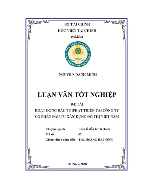 Luận văn đầu tư phát triển tại công ty cổ phần đầu tư xây dựng đô thị việt nam