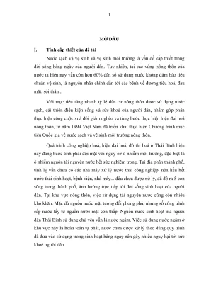 Luận văn thạc sĩ quy hoạch và quản lý tài nguyên nước nghiên cứu cơ sở khoa học và đề xuất một số giải pháp nâng cao hiệu quả quản lý và khai thác các công trình cấp nước tập trung nông thôn thái bình