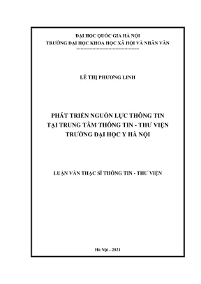 Luận văn thạc sĩ thông tin thư viện phát triển nguồn lực thông tin tại trung tâm thông tin thư viện trường đại học y hà nội