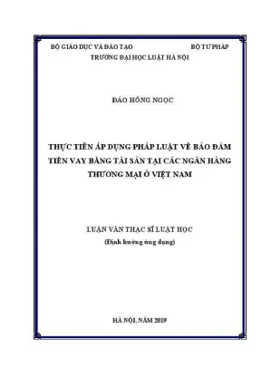 Luận văn thạc sĩ luật học thực tiễn áp dụng pháp luật về bảo đảm tiền vay bằng tài sản tại các ngân hàng thương mại ở việt nam