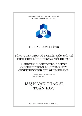Luận văn thạc sĩ toán ứng dụng tổng quan một số nghiên cứu mới về điều kiện tối ưu trong tối ưu tập
