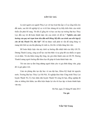 Luận văn thạc sĩ quy hoạch và quản lý tài nguyên nước nghiên cứu ảnh hưởng của quy mô trạm bơm tiêu đầu mối đông mỹ đến cao trình san nền hợp lý cho đô thị thanh trì