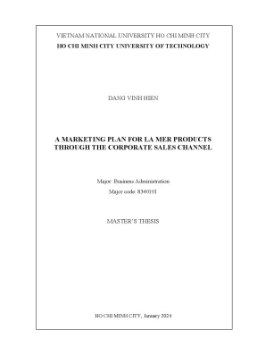 Luận văn thạc sĩ a marketing plan for la mer products through the corporate sales channel