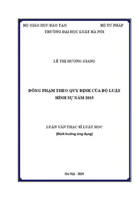 Luận văn thạc sĩ luật học đồng phạm theo quy định của bộ luật hình sự năm 2015