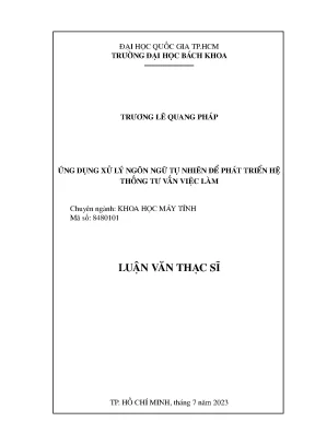 Luận văn thạc sĩ khoa học máy tính ứng dụng xử lý ngôn ngữ tự nhiên để phát triển hệ thống tư vấn việc làm