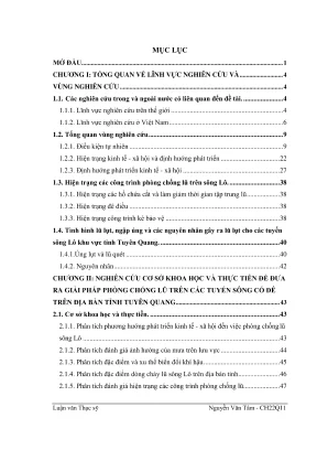 Luận văn thạc sĩ kỹ thuật tài nguyên nước nghiên cứu các giải pháp phòng chống lũ sông lô phục vụ phát triển kinh tế xã hội tỉnh tuyên quang