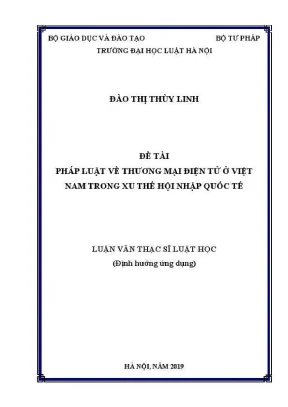 Luận văn thạc sĩ luật học pháp luật về thương mại điện tử ở việt nam trong xu thế hội nhập quốc tế