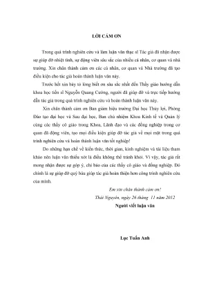 Luận văn thạc sĩ kinh tế tài nguyên thiên nhiên và môi trường nghiên cứu đề xuất một số giải pháp tăng cường công tác quản lý chi phí dự án đầu tư xây dựng các công trình thủy lợi trên địa bàn tỉnh thái nguyên