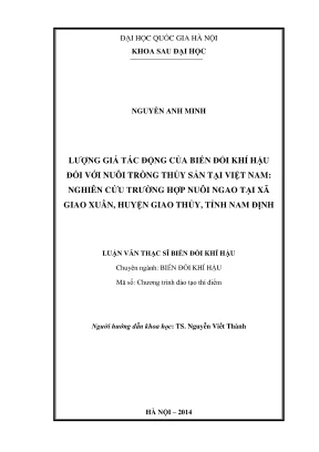 Luận văn thạc sĩ biến đổi khí hậu lượng giá tác động của biến đổi khí hậu đối với nuôi trồng thủy sản tại việt nam nghiên cứu trường hợp nuôi ngao tại xã giao xuân huyện giao thủy tỉnh nam định