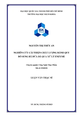 Luận văn thạc sĩ công nghệ thực phẩm nghiên cứu cải thiện chất lượng bánh quy bổ sung bã dứa đã qua xử lý enzyme
