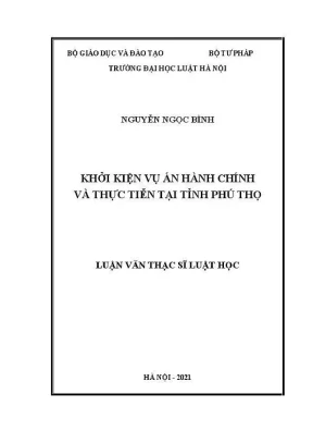 Luận văn thạc sĩ luật học khởi kiện vụ án hành chính và thực tiễn tại tỉnh phú thọ