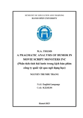 Luận văn thạc sỹ a pragmatic analysis of humor in movie script monsters inc
