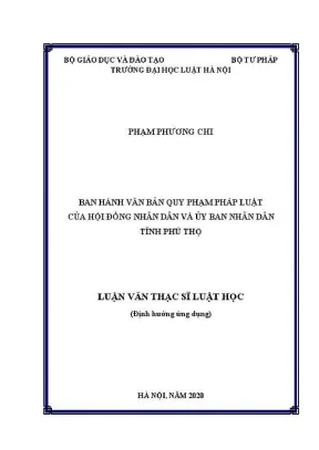 Luận văn thạc sĩ luật học ban hành văn bản quy phạm pháp luật của hội đồng nhân dân và uỷ ban nhân dân tỉnh phú thọ