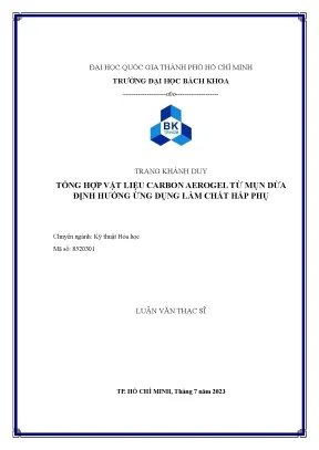 Luận văn thạc sĩ kỹ thuật hóa học tổng hợp vật liệu carbon aerogel từ mụn dừa định hướng ứng dụng làm chất hấp phụ
