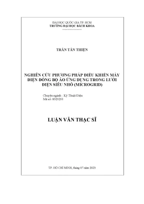 Luận văn thạc sĩ kỹ thuật điện nghiên cứu phương pháp điều khiển máy điện đồng bộ ảo ứng dụng trong lưới điện siêu nhỏ microgrid