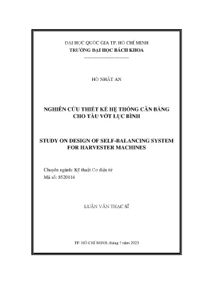 Luận văn thạc sĩ kỹ thuật cơ điện tử nghiên cứu thiết kế hệ thống cân bằng cho tàu vớt lục bình
