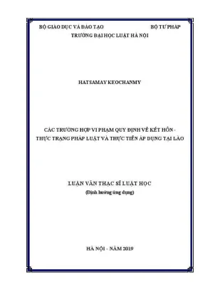 Luận văn thạc sĩ luật học các trường hợp vi phạm quy định về kết hôn thực trạng pháp luật và thực tiễn áp dụng tại lào