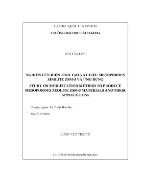 Luận văn thạc sĩ kỹ thuật hóa học nghiên cứu biến tính tạo vật liệu mesoporous zeolite zsm5 và ứng dụng