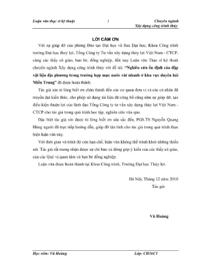 Luận văn thạc sĩ xây dựng công trình thủy nghiên cứu ổn định cục bộ đập vật liệu địa phương trong trường hợp mực nước rút nhanh ở khu vực duyên hải miền trung