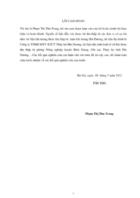 Luận văn thạc sĩ chuyên ngành kỹ thuật tài nguyên nước nghiên cứu ảnh hưởng của biến đổi khí hậu và đô thị hóa đến khả năng tiêu thoát nước của 5 xã khu phía nam huyện bình giang tỉnh hải dương