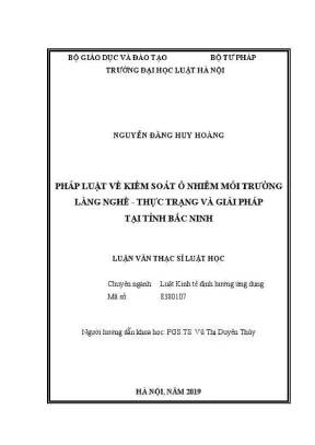 Luận văn thạc sĩ luật học pháp luật về kiểm soát ô nhiễm môi trường làng nghề thực trạng và giải pháp tại tỉnh bắc ninh