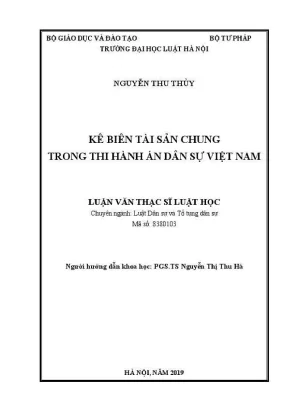 Luận văn thạc sĩ luật học kê biên tài sản chung trong thi hành án dân sự việt nam