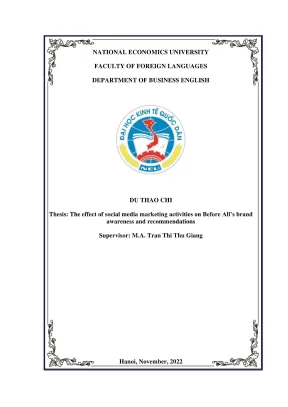 Luận văn the effect of social media marketing activities on before alls brand awareness and recommendations